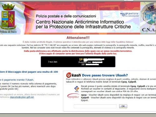 Truffa “paga 100 Euro di multa per sbloccare PC”